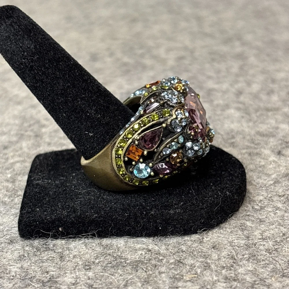 Heidi Daus Multi Color Crystal Damselfly Ring size 7 NIB